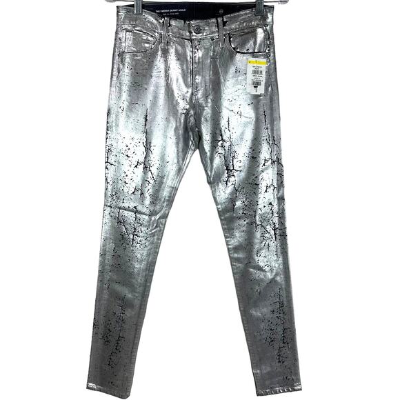 AG Adriano Goldschmied NWT The Farrah Skinny Ankle Coated Silver Denim Size 26R - Picture 2 of 10